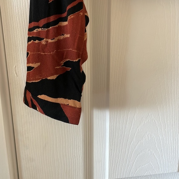 Bp brown burnout tiger stripe faux wrap surplice top blouse rust 1970s - Picture 2 of 7